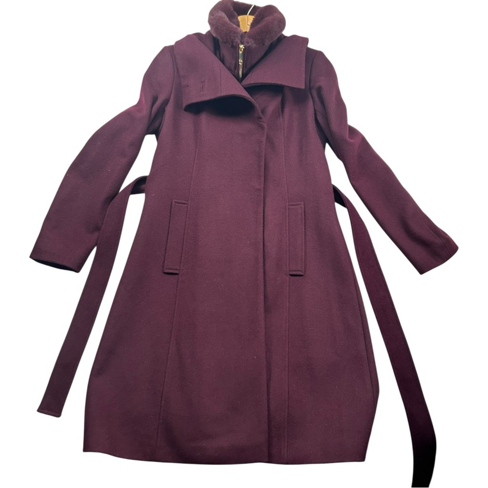 Sam Edelman Burgundy Wool Peacoat w/ Faux Fur Trim – Sz 6 | $360 Retail - Picture 7 of 13